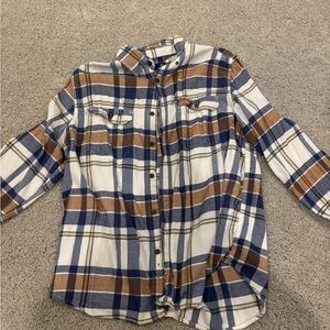George Blue and Brown Plaid Shirt